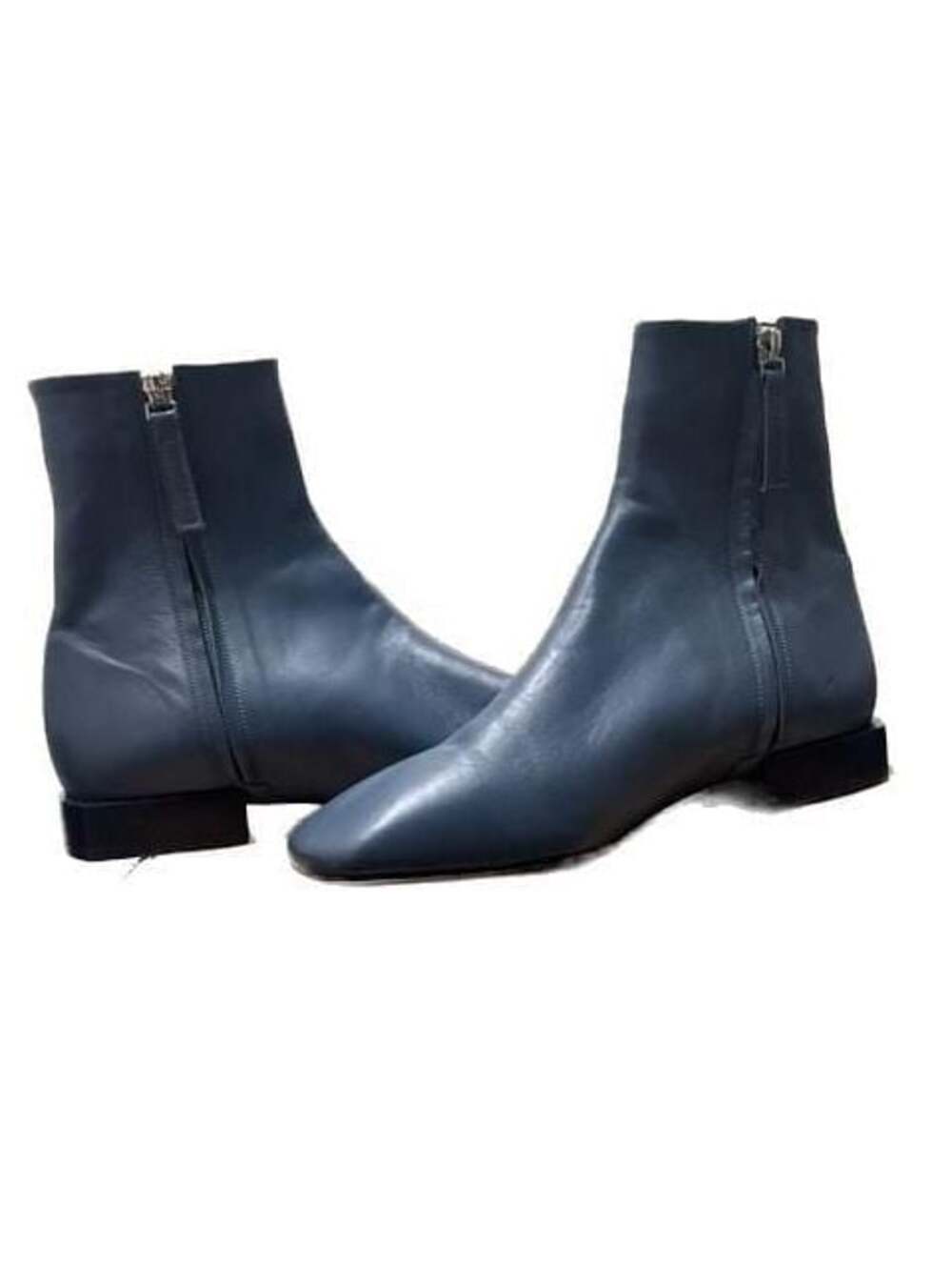 MIA Blue Square Toe Leather Ankle Boots Made in Korea Boots